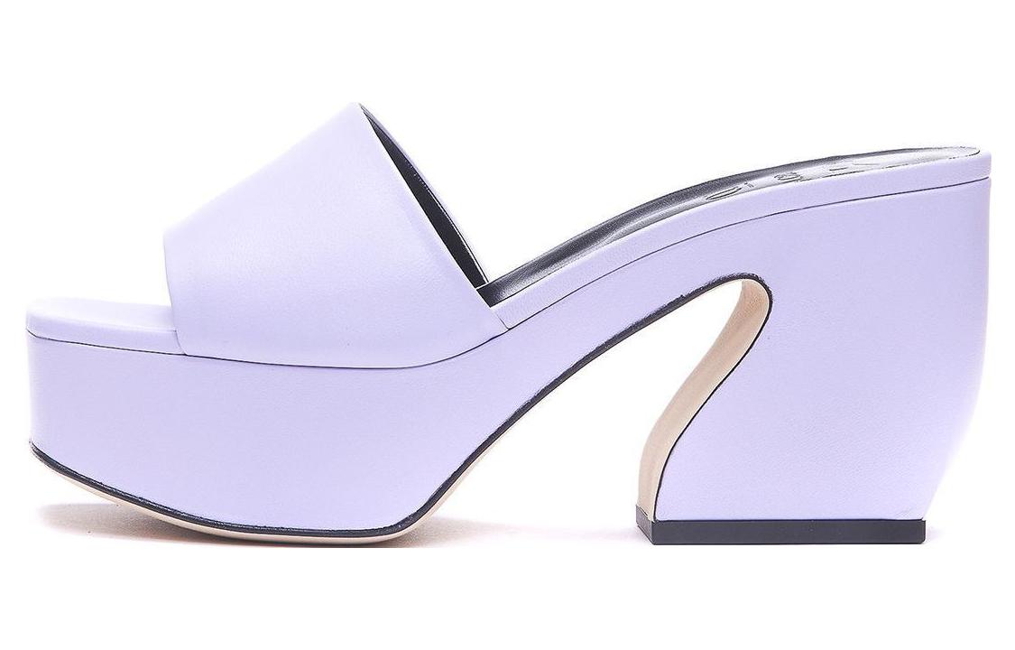 (Women) SERGIO ROSSI Leather Platform Block Heel Slide Sandals 'Purple' A93760MNAG015316