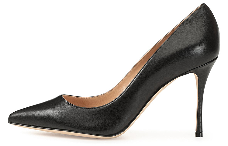 (Women) SERGIO ROSSI Leather Pointed-Toe Slip-On High Heels 'Black' A43843MAGN051101000