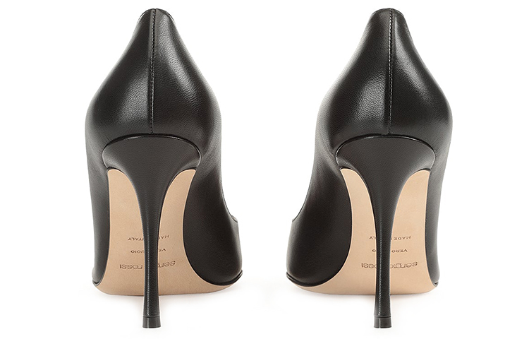 Shop SERGIO ROSSI 皮革 尖頭套腳 高跟鞋 9cm 女款 黑色