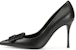 (W) Sergio Rossi Kasut Kulit Hitam Tumit Tinggi Hujung Runcing Wanita Slip-On B04940MNAN071101000