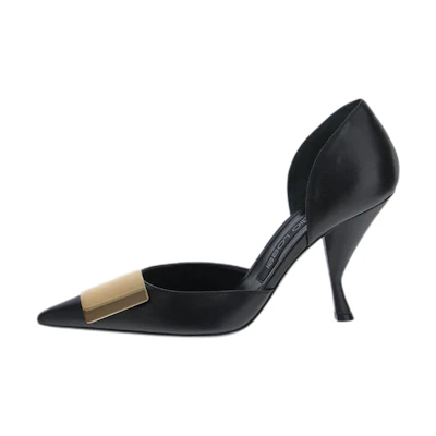 (W) SERGIO ROSSI Leather Pointed-Toe Stiletto 'Black'