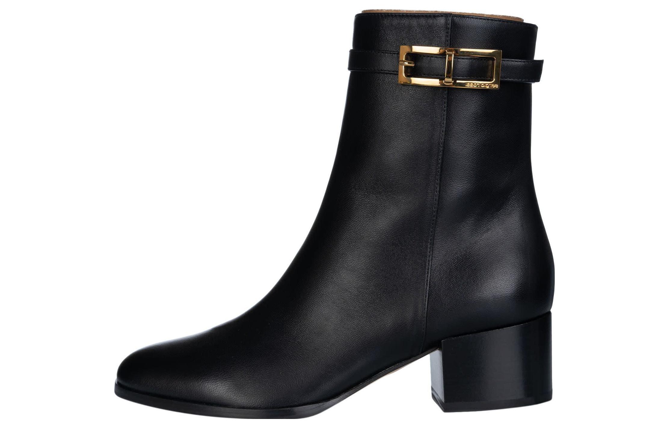 (Women) SERGIO ROSSI Leather Round-Toe Block Heel Ankle Boot 'Black' A99820MNAN071000