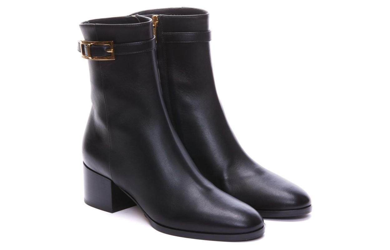 Lookbook (Women) SERGIO ROSSI Leather Round-Toe Block Heel Ankle Boot 'Black' A99820MNAN071000
