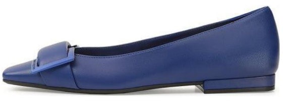 (Women) SERGIO ROSSI Leather Slip-On Flat 'Blue Square Toe' A95410MNAN074104543 (Women) SERGIO ROSSI Leather Slip-On Flat 'Blue Square Toe' A95410MNAN074104543