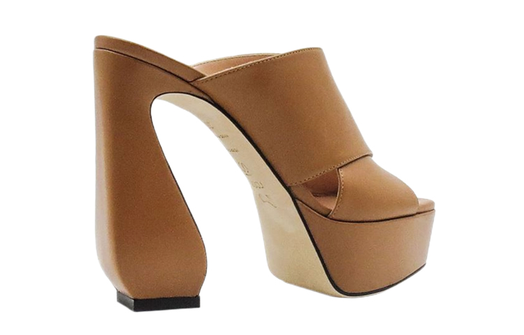 (W) SERGIO ROSSI Leather Square-Toe Sandals 'Brown' 圖 3