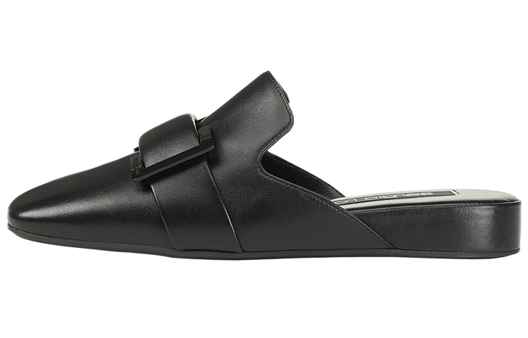 (Women) SERGIO ROSSI Leather Square Toe Buckle Loafers 'Black' A97880MNAN074101000