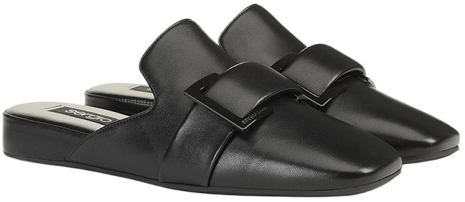 (W) SERGIO ROSSI 黑色真皮方头扣乐福鞋 A97880MNAN074101000 Order (W) SERGIO ROSSI 黑色真皮方头扣乐福鞋 A97880MNAN074101000