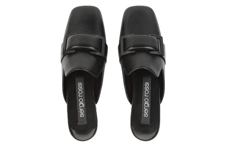 Lookbook (W) SERGIO ROSSI 黑色真皮方头扣乐福鞋 A97880MNAN074101000