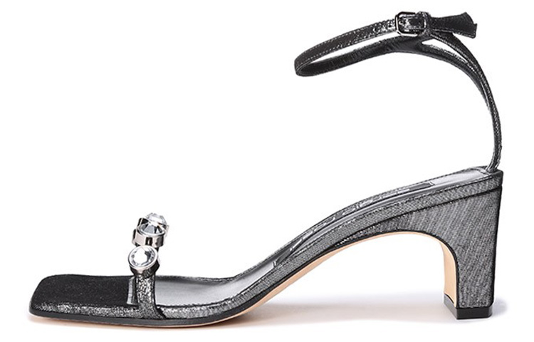 (Women) SERGIO ROSSI Leather Strap Sandals Women’s Fashion Smoky Charcoal. A81090MFI4778089110