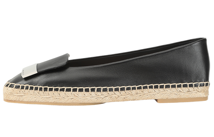 (Women) SERGIO ROSSI Leather Woven Flat 'Black' A94490MNAN074101000