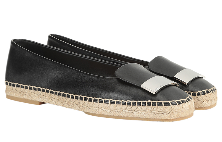 Order SERGIO ROSSI 皮革草編平底鞋 女款 黑色