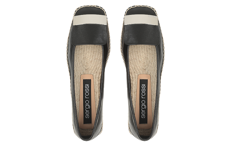 Lookbook SERGIO ROSSI 皮革草編平底鞋 女款 黑色