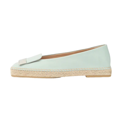 (W) SERGIO ROSSI Leather Woven Flats 'Mint Green'