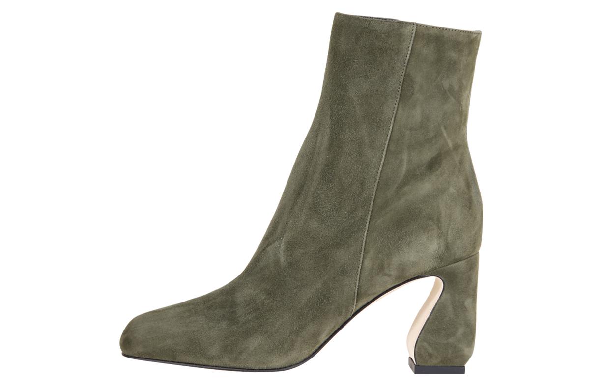(W) SERGIO ROSSI Leather Zip Booties 'Green'