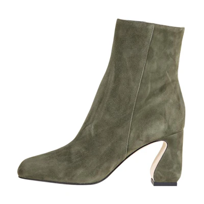 (W) SERGIO ROSSI Leather Zip Booties 'Green'