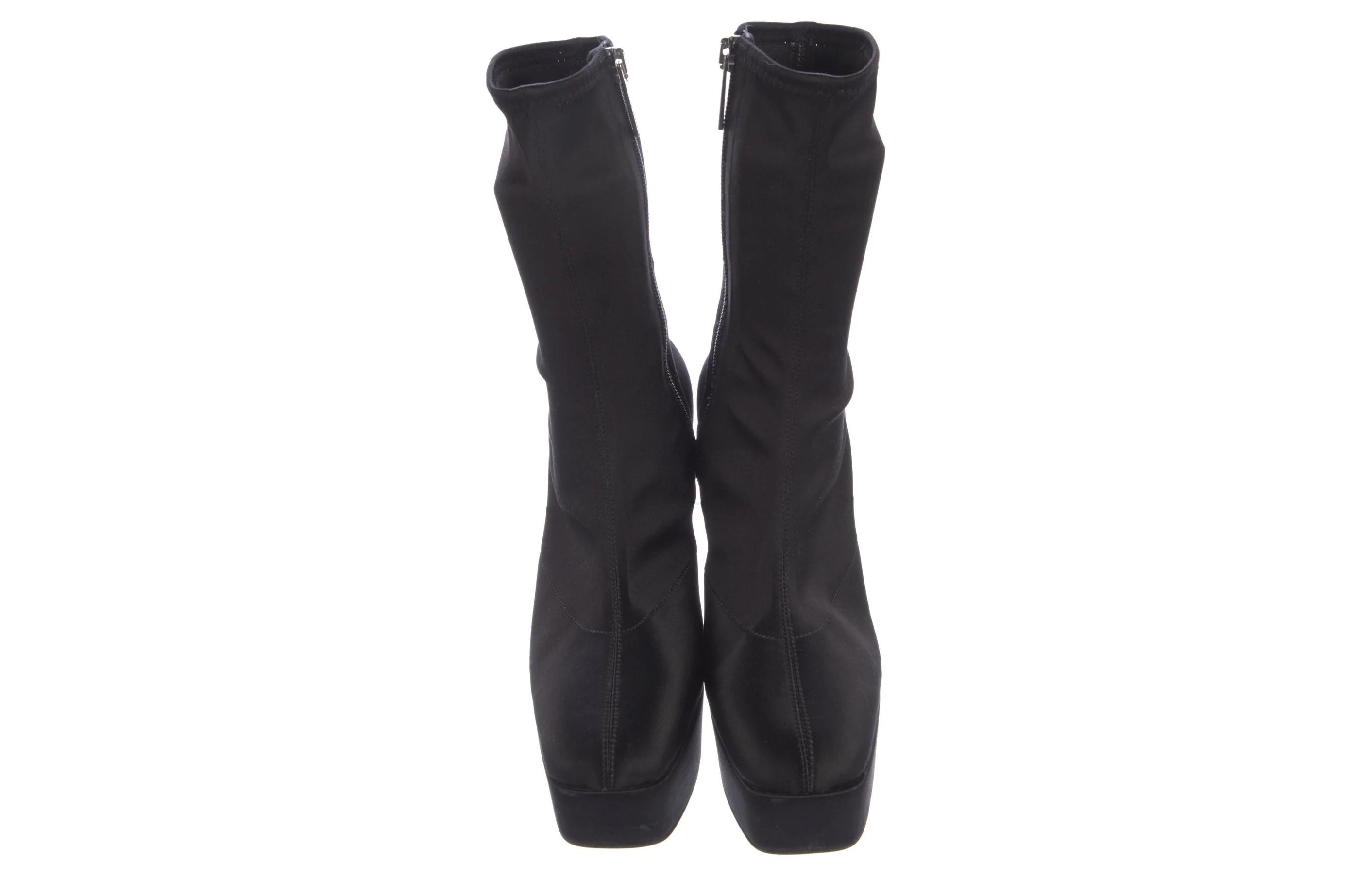 (W) SERGIO ROSSI Leather Zip High-Heel Round-Toe Ankle Boots 'Black' 圖 4