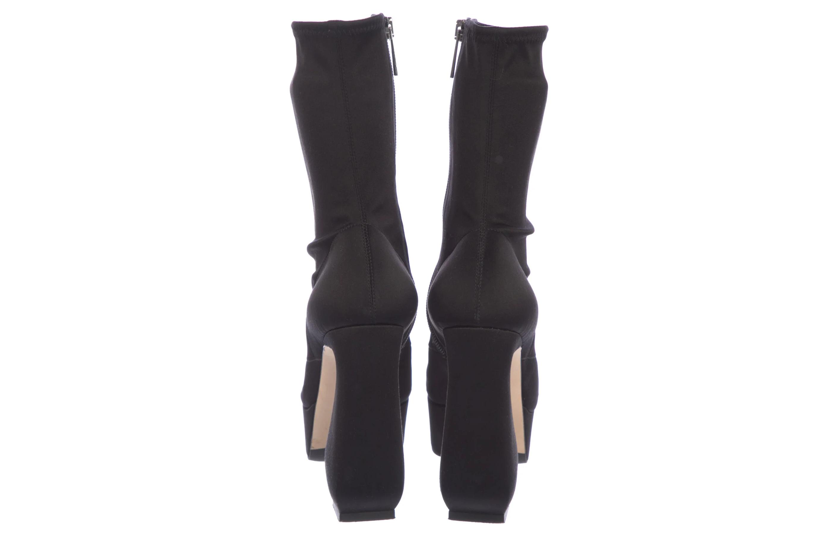 (W) SERGIO ROSSI Leather Zip High-Heel Round-Toe Ankle Boots 'Black' 圖 5