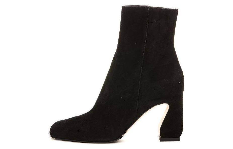 (W) SERGIO ROSSI Leather Zip High-Heeled Booties 'Black'