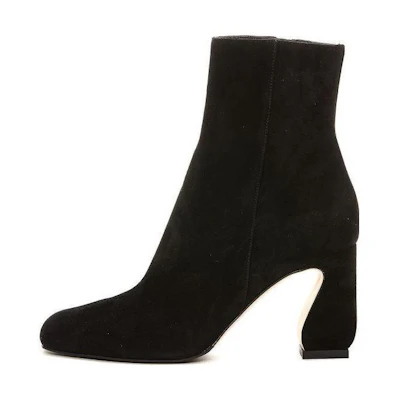 (W) SERGIO ROSSI Leather Zip High-Heeled Booties 'Black'