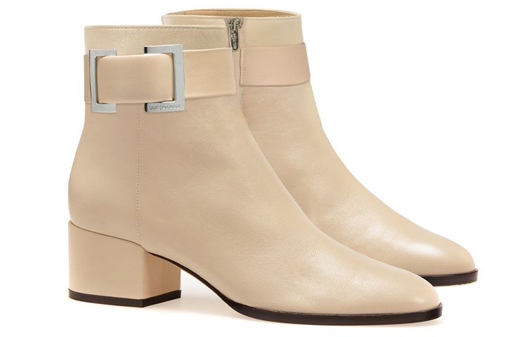 Order SERGIO ROSSI 羊皮 拉鍊圓頭 時尚短靴 女款 米色