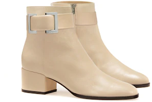 Order (W) SERGIO ROSSI Leder Reißverschluss Rundzehen Stiefelette ''Beige'' A88930MNAN079180310