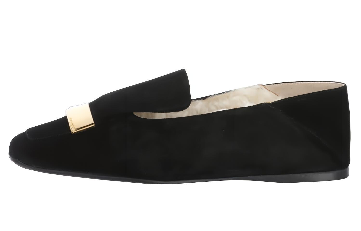 (W) SERGIO ROSSI Loafer 'Velvet Fashion Square Toe Black'