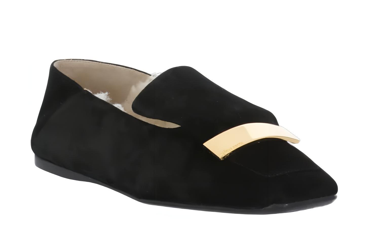(W) SERGIO ROSSI Loafer 'Velvet Fashion Square Toe Black' 圖 3