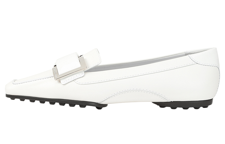 (W) SERGIO ROSSI Loafer 'White Leather Square Toe'