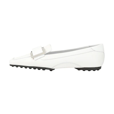 (W) SERGIO ROSSI Loafer 'White Leather Square Toe'