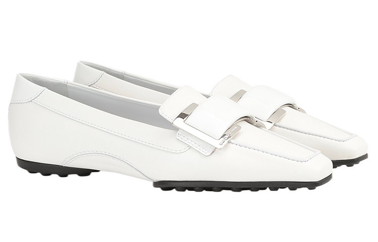 (W) SERGIO ROSSI Loafer 'White Leather Square Toe' 圖 2