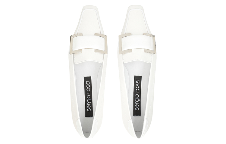 (W) SERGIO ROSSI Loafer 'White Leather Square Toe' 圖 3