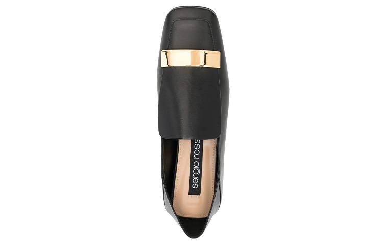 Shop SERGIO ROSSI 方頭皮革樂福平底鞋 女款 黑色