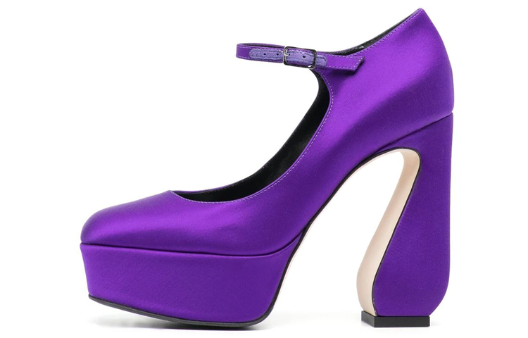 (Women) SERGIO ROSSI Mary Jane 'Purple Chunky Heel' B00980MTEZ023115301