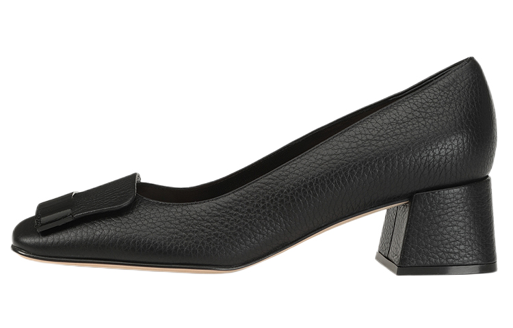 (Women) SERGIO ROSSI Mid-Heel Pump 'Black Pebble Leather' A86431MMVR131101000