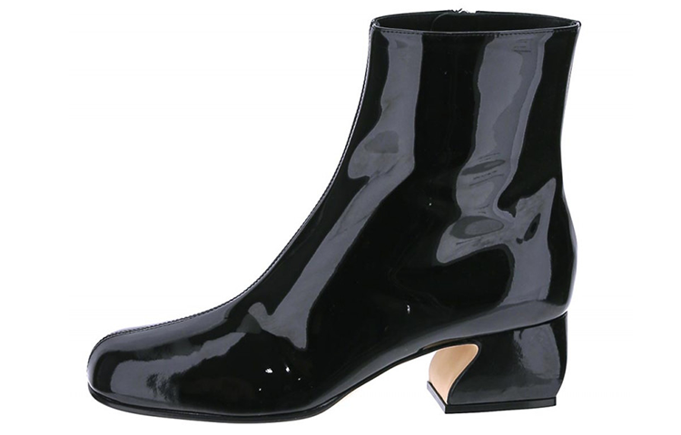(Women) SERGIO ROSSI Patent Leather 'Black Shearling Ankle Boot' A97040MMVV251101000