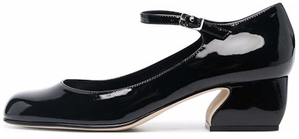 (Women) SERGIO ROSSI Patent Leather Buckle Round Toe Block Heel 'Black' A96560MMVV251101000 (Women) SERGIO ROSSI Patent Leather Buckle Round Toe Block Heel 'Black' A96560MMVV251101000