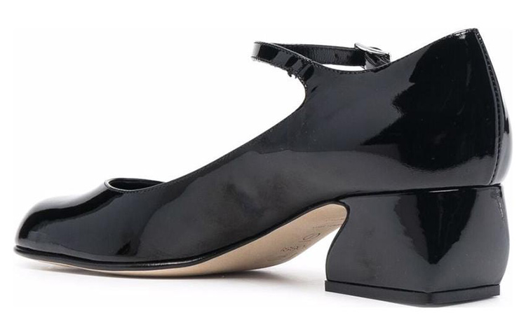 Shop (W) SERGIO ROSSI Kulit Patent Bertumit Bulat 'Hitam' A96560MMVV251101000