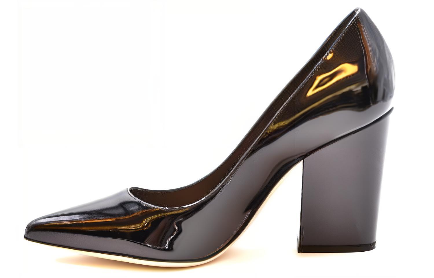 (Women) SERGIO ROSSI Patent Leather Mules 'Black Chunky Heel' A85322MVIV011000110
