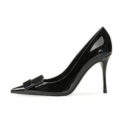 (W) SERGIO ROSSI Patent Leather Pointed Toe Stiletto 'Black'