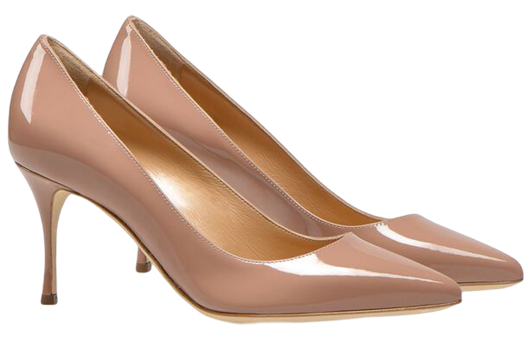 Order (W) SERGIO ROSSI Tumit Kulit Berkilat 'Nude' A43841MVIV011105755