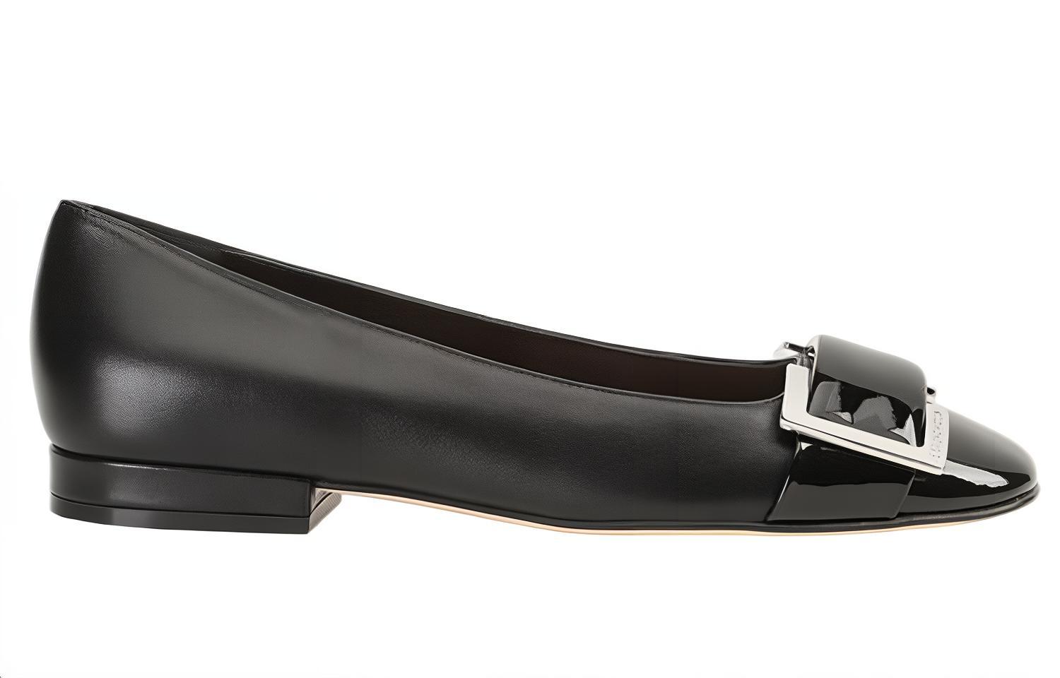 (W) SERGIO ROSSI Patent Leather Square Toe Flats 'Black' 圖 2