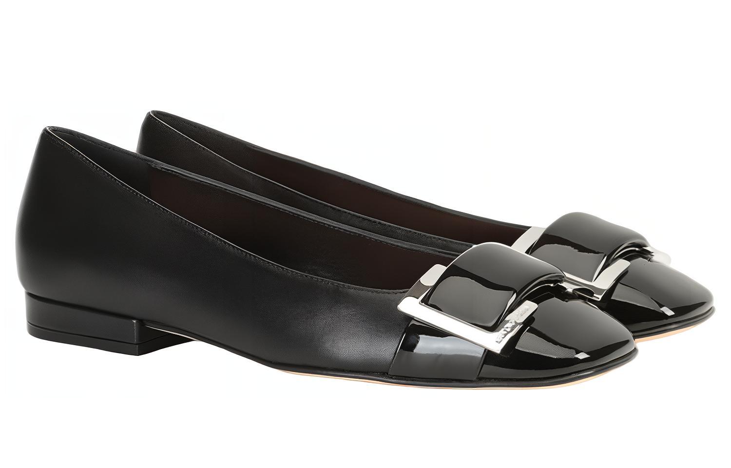 (W) SERGIO ROSSI Patent Leather Square Toe Flats 'Black' 圖 3