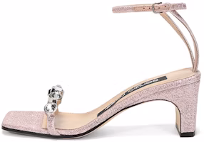 (Women) Sergio Rossi Pink Fabric High-Heeled Ankle Strap Sandals A81090MFI3016828110 (Women) Sergio Rossi Pink Fabric High-Heeled Ankle Strap Sandals A81090MFI3016828110