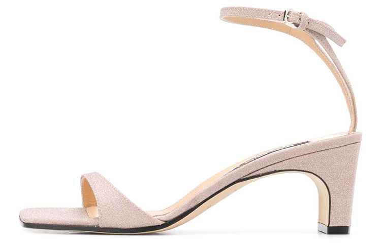 (Women) Sergio Rossi Pink Leather Square-Toe Open-Toe Strap Sandals A77970MMVL125703