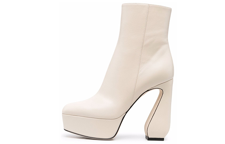 (Women) SERGIO ROSSI Platform Leather Ankle Boots 'White' A95630MNAG019180