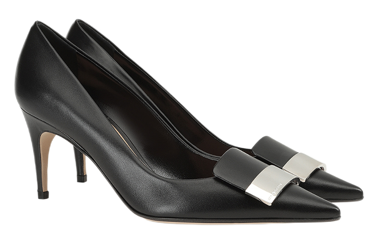 (W) SERGIO ROSSI Pointed-Toe Nappa Leather Pumps 'Black' 圖 2