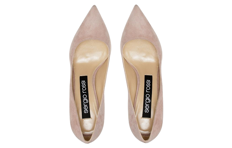 Lookbook SERGIO ROSSI 絨面 尖頭套穿 細跟 高跟鞋 女款 裸色