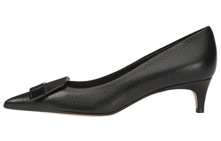 (W) SERGIO ROSSI Pointed Mid Heel 'Black Leather'