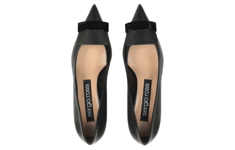 (W) SERGIO ROSSI Pointed Mid Heel 'Black Leather' 圖 3