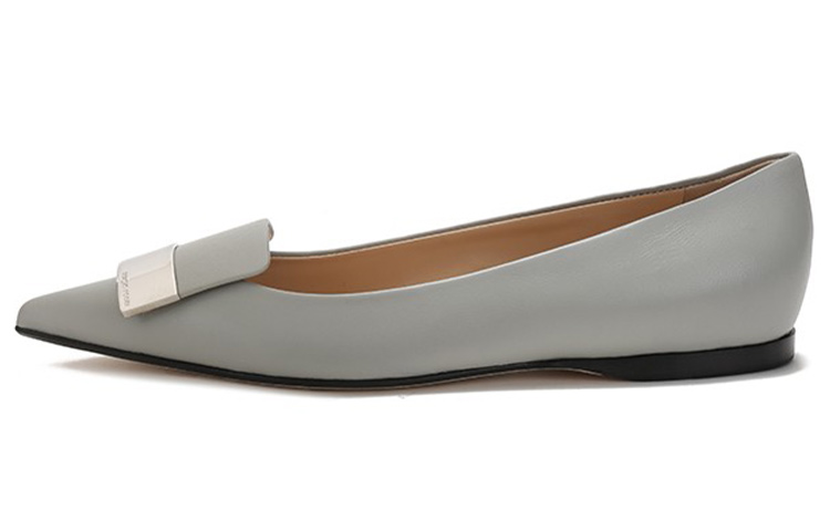 (W) SERGIO ROSSI Pointed Toe Leather Flats 'Blue Grey'